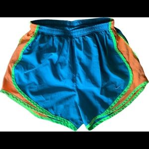 Nike running shorts - teal, neon yellow, orange